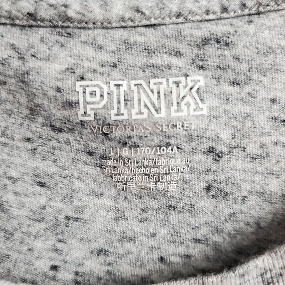 Victoria’s Secret PINK Women’s Gray Heather Drawstring Hem Tee Size L - Picture 5 of 7